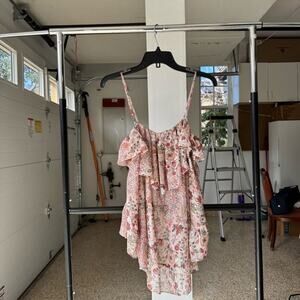 Victoria's Secret Camisole Top Womens S Pink Floral Ruffle Cold-Shoulder Tiered